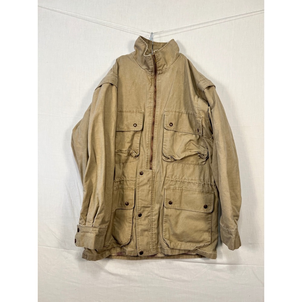 Australian Outback Collection Mens Tan Canvas Flannel Lined Field Jacket L